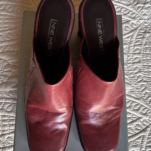 Franco Sarto – Redish Brown leather wedge mule 8M - Picture 3 of 6